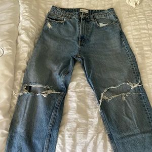 ZARA denim ripped high waisted jeans